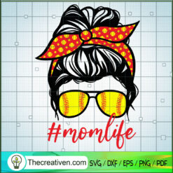 Momlife Baseball SVG, Messy Bun SVG, Baseball Mom SVG