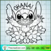 Ohana! Stitch SVG, Stich Floral SVG, Stitch Outline Draw SVG