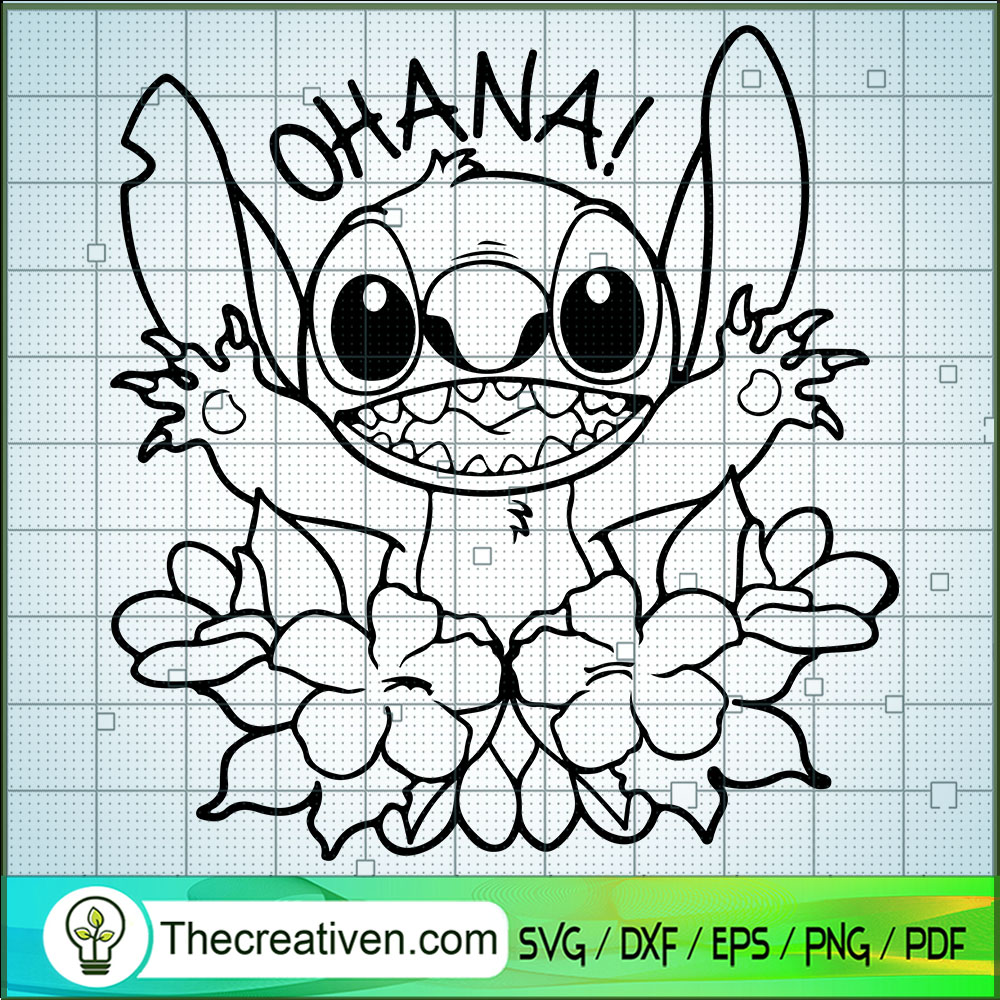 Ohana! Stitch SVG, Stich Floral SVG, Stitch Outline Draw SVG 1 Ohana! Stitch SVG, Stich Floral SVG, Stitch Outline Draw SVG