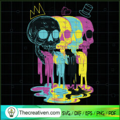 Skull Colorful Ink Flow SVG, Skull SVG, Scary Skull SVG