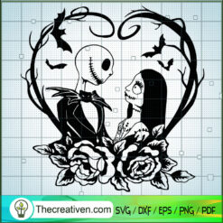Jack And Sally In Heart SVG Cut File for Cricut & Silh Design 54263