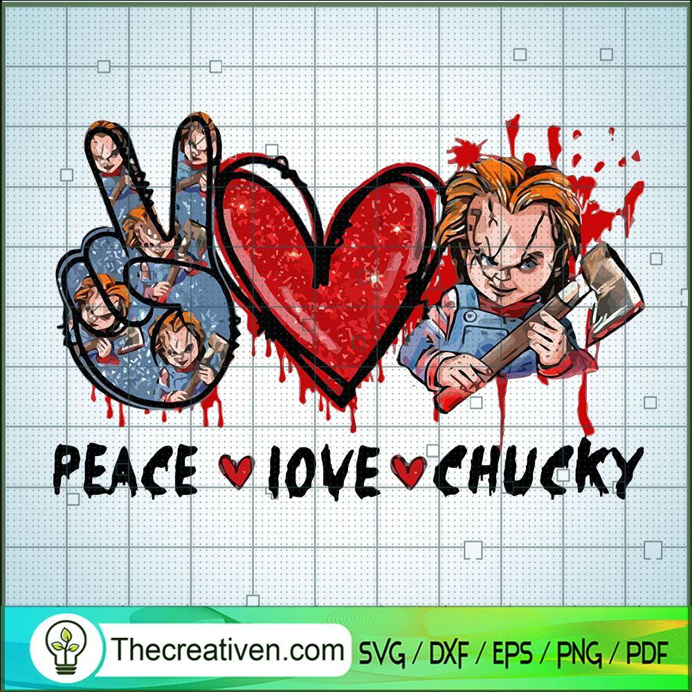 Peace Love Chucky SVG, Chucky Horror SVG, Halloween SVG 1 Peace Love Chucky SVG, Chucky Horror SVG, Halloween SVG