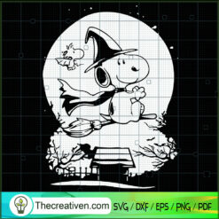 Snoopy Witch SVG, Snoopy Halloween SVG, Snoopy Riding a Broomstick SVG