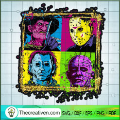 Colorful Horror Characters SVG, Horror Movie SVG, Halloween SVG