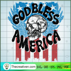 Godbless America SVG, Skull America SVG, USA Flag SVG