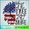 Home Of The Free Because Of The Brave SVG, Flower SVG, USA Flag SVG