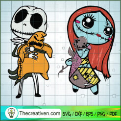Jack And Sally Hug Oogie Boogie SVG Cut File for Cricut & Silhouette