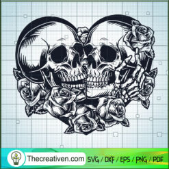 Double Skull Heart SVG Cut File for Cricut & Silhouette