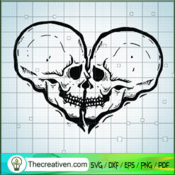 Skull Heart SVG, Skull Love Kiss SVG, Skull Halloween SVG