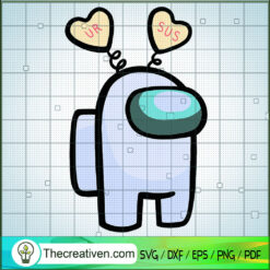 Among Us Double Heart Ear SVG, Game SVG, Among Us SVG