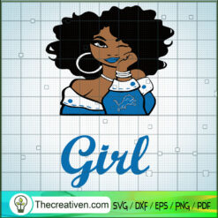 Detroit Lions Girl SVG, Black Girl Sports SVG, NFL Team SVG