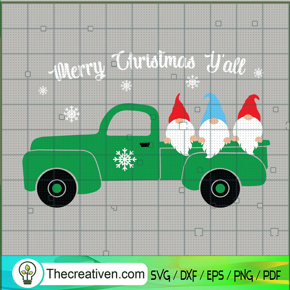 Merry Christmas Y'all Green Truck SVG, Gnomes SVG, Xmas SVG 1 Merry Christmas Y'all Green Truck SVG, Gnomes SVG, Xmas SVG