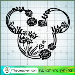 Mickey Floral Outline SVG, Mickey Head SVG, Disney Mickey SVG