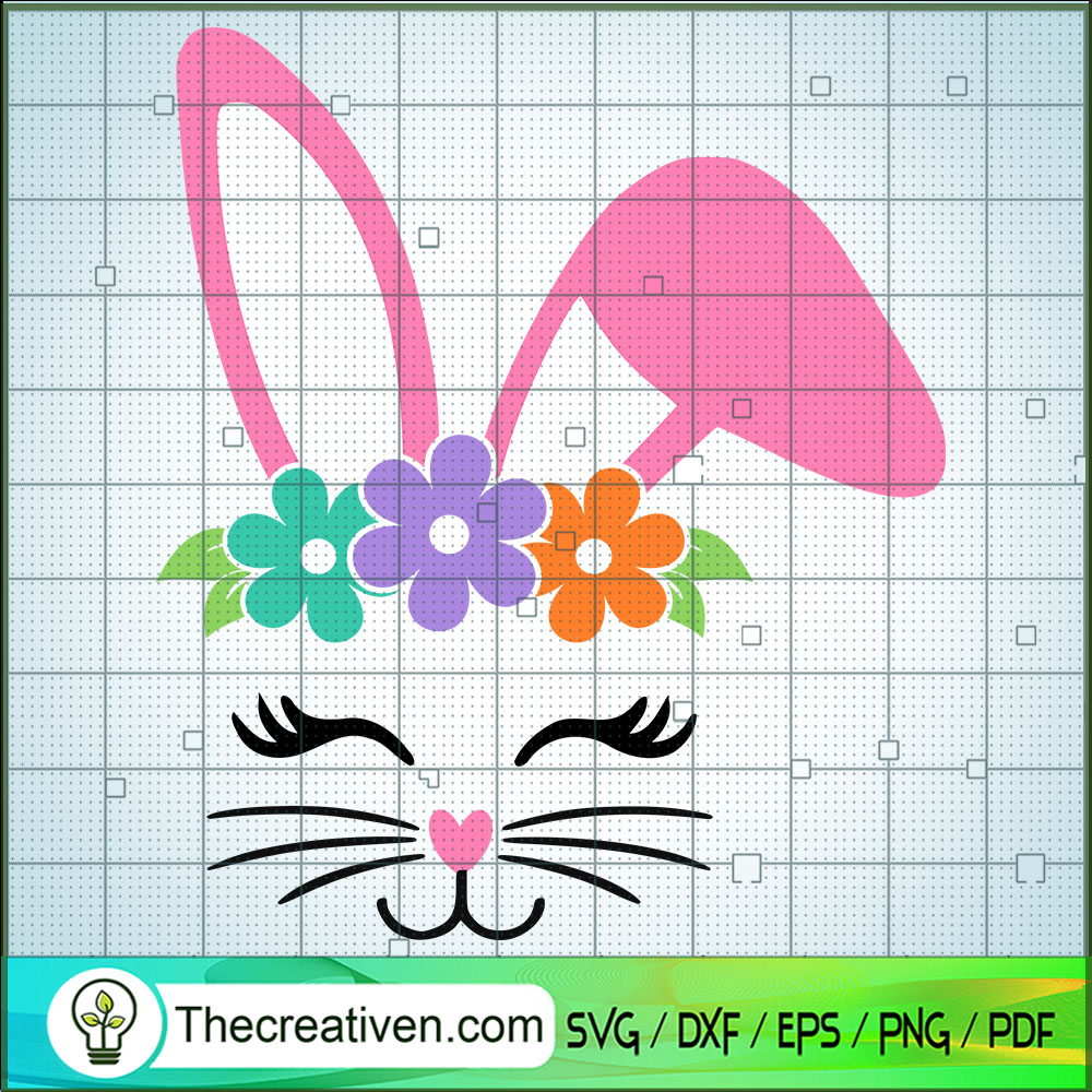 Bunny Face Flowers SVG, Cute Bunny SVG, Animals SVG 1 Bunny Face Flowers SVG, Cute Bunny SVG, Animals SVG