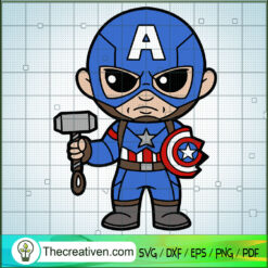 Captain America Chibi SVG, Avengers SVG, Captain SVG