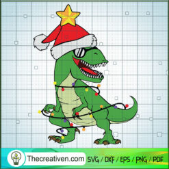 Trex Christmas Light Santa Hat SVG, Christmas SVG, Merry Xmas SVG