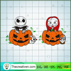 Jack And Sally In Scary Pumpkin SVG Cut File for Cricut & Silhouette