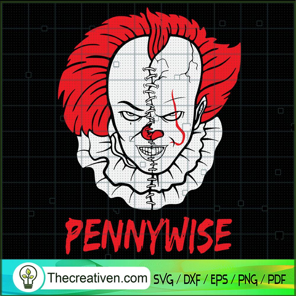 Pennywise Half Face SVG, Horror Movie SVG, Halloween Horror SVG 1 Pennywise Half Face SVG, Horror Movie SVG, Halloween Horror SVG
