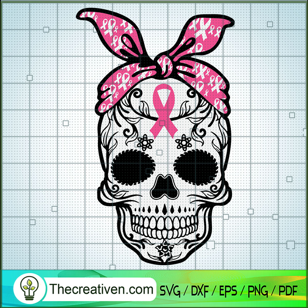 Skull Breast Cancer Awareness SVG, Skull SVG, Cancer SVG 1 Skull Breast Cancer Awareness SVG, Skull SVG, Cancer SVG