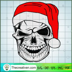Skull Christmas SVG, Skull SVG, Christmas Hat SVG