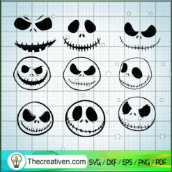 Jack Skellington Face Bundle SVG Cut File for Cricut & Silhouette
