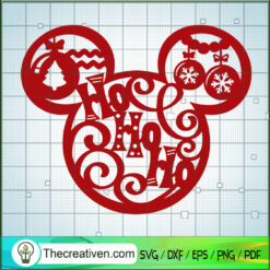 Mouse Head Ho Ho Ho SVG, Disney Mickey Mouse SVG, Mickey Christmas SVG