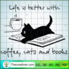 Life Is Better With Coffee Cats And Books SVG, Cat SVG, Love Pet SVG 2 5 4