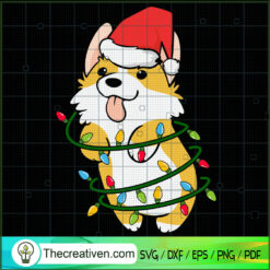 Corgi Santa Christmas Tree Lights SVG, Christmas SVG, Merry Xmas SVG