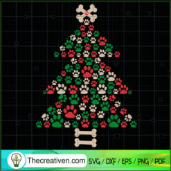 Paw Prints Dog Christmas Tree SVG Cut File for Cricut & Silhouette