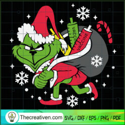 Grinch Carrying Bag Of Vaccines SVG, Christmas SVG, Grinch SVG