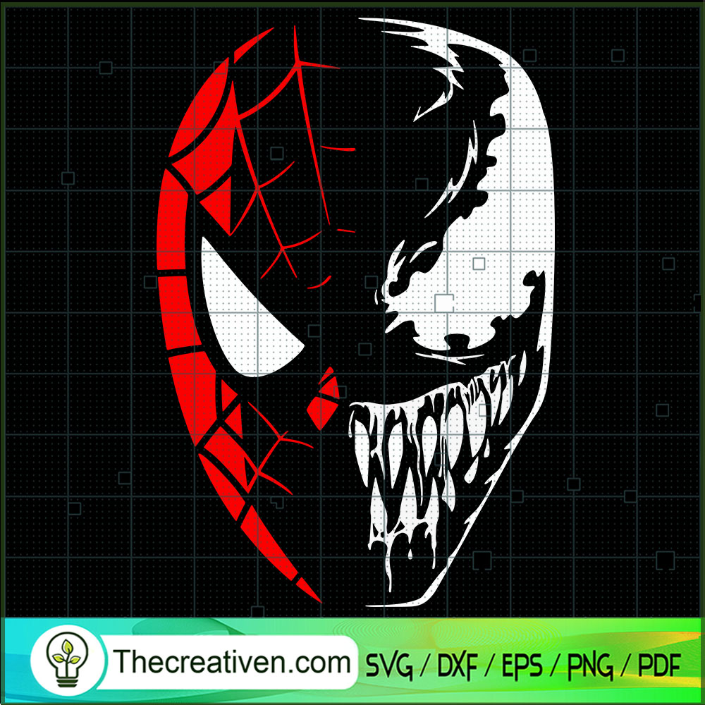 Spiderman And Venom Half Face SVG Cut File for Cricut & Silhouette 1 Spiderman And Venom Half Face SVG Cut File for Cricut & Silhouette