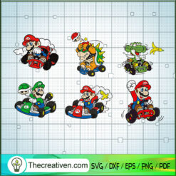 Super Mario Racing Bundle SVG, Super Mario SVG, Funny Mario SVG