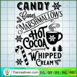 Candy Canes Marshmallows Hot SVG Cut File for Cricut