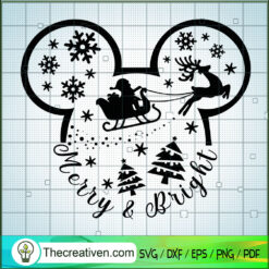 Merry And Bright SVG, Merry Christmas SVG, Santa Claus SVG