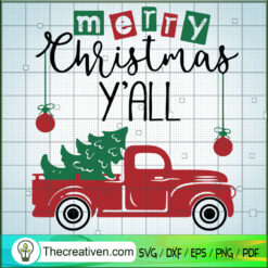 Mery Christmas Y'All SVG, Red Truck SVG, Christmas SVG