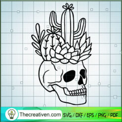 Skull Cactus SVG, Skull SVG, Skull Art SVG