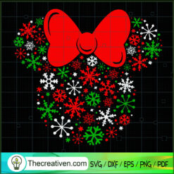 Minnie Christmas Head SVG, Minnie Ice Flower SVG, Disney Christmas SVG