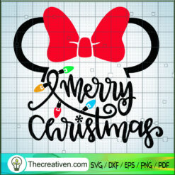 Minnie Head Merry Christmas SVG Cut File for Cricut & Silhouette