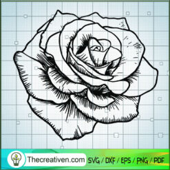 Rose Black Outline SVG, Flower SVG, Rose SVG