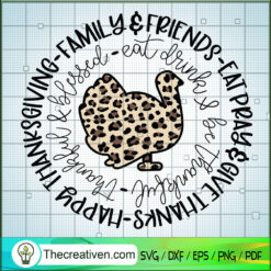 Thanksgiving Family SVG, Leopard Turkey SVG, Thankful And Blessed SVG