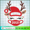 Christmas Reindeer 2021 SVG Masked Reindeer Svg Quarantine Reindeer with Santa Hat Funny Christmas 2021 copy