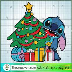 Stitch With Christmas Tree SVG Cut File for Cricut & Silhouette