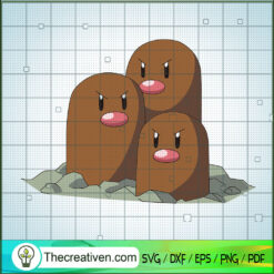 Dugtrio Pokemon SVG, Pokemon Dex SVG, Pokemon Cartoon SVG