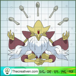 Mega Alakazam Pokemon SVG, Pokemon Dex SVG, Pokemon Cartoon SVG