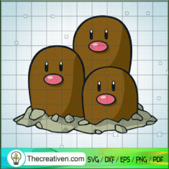 Tripple Dugtrio Pokemon SVG, Pokemon Dex SVG, Pokemon Cartoon SVG