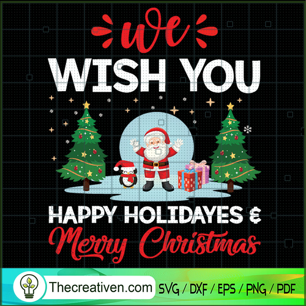 We Wish You Happy Holidayes Merry Chri SVG Cut File fo Design 65598 1 We Wish You Happy Holidayes Merry Chri SVG Cut File fo Design 65598