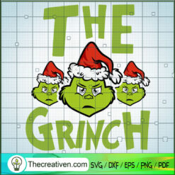 The Grinch SVG, Tripple Face Grinch SVG, Grinch Christmas SVG
