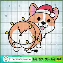 Corgi Christmas SVG, Color Christmas Light SVG, Corgi Dog SVG