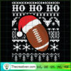 Hohoho Rugby Ball SVG, Sports Christmas SVG, Rugby Ball Santa SVG