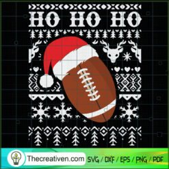 Hohoho Rugby Ball SVG, Sports Christmas SVG, Rugby Ball Santa SVG